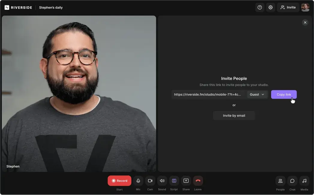 remote video testimonial service using Riverside