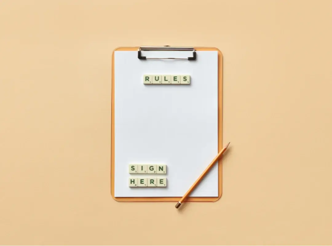 clip board with spelled rules